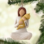 2D Effect Woman Hugging Cat – Personalized Wooden Ornament with Custom Name – Christmas Gift for Cat Lovers, Cat Moms, Pet Owners – Custom Cat Memorial or Holiday Keepsake Ornament 1063231 - DiyGiftly