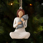 2D Effect Woman Hugging Cat – Personalized Wooden Ornament with Custom Name – Christmas Gift for Cat Lovers, Cat Moms, Pet Owners – Custom Cat Memorial or Holiday Keepsake Ornament 1063231 - DiyGiftly