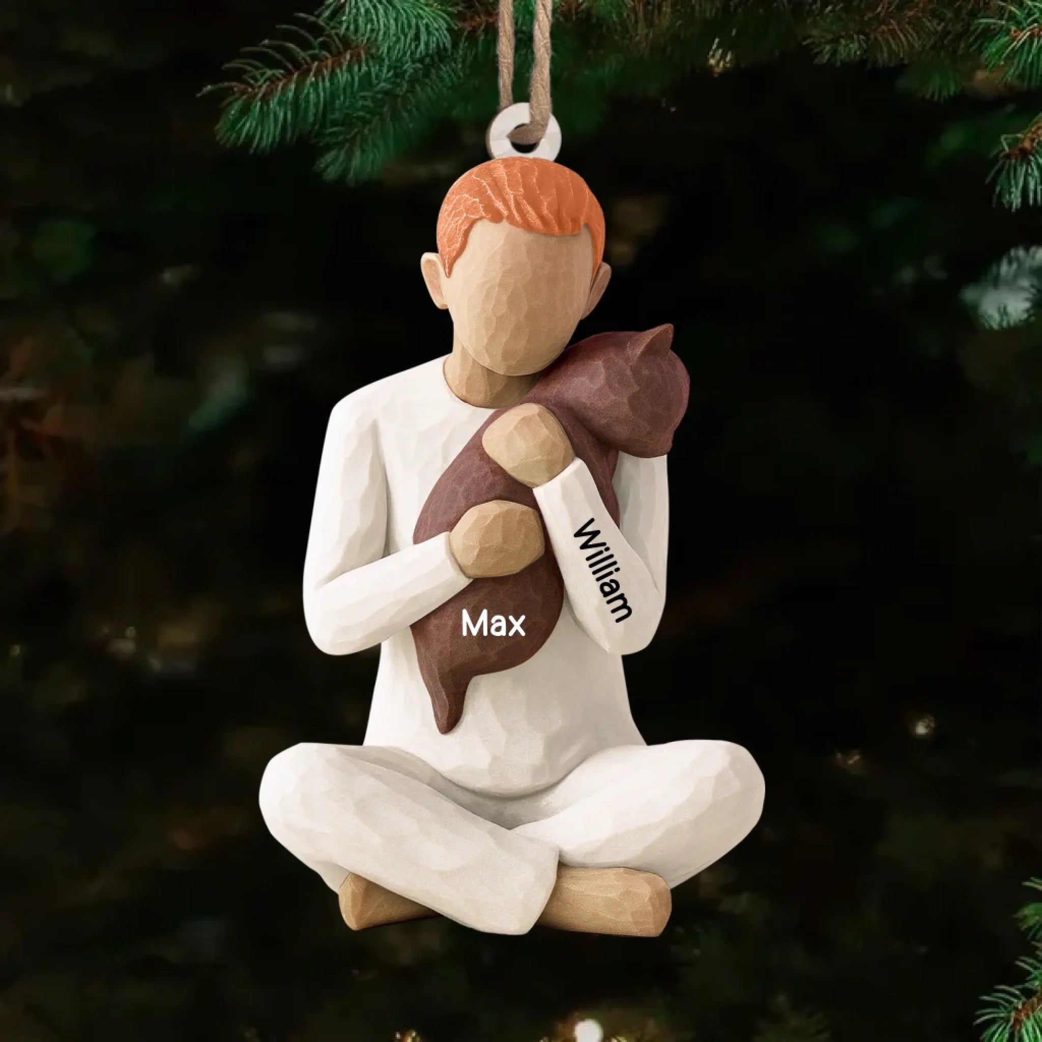 2D Effect Woman Hugging Cat – Personalized Wooden Ornament with Custom Name – Christmas Gift for Cat Lovers, Cat Moms, Pet Owners – Custom Cat Memorial or Holiday Keepsake Ornament 1063231 - DiyGiftly