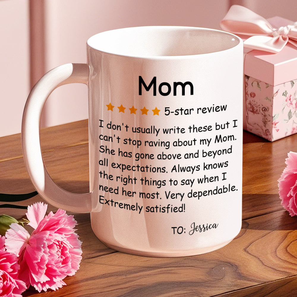 Personalized Five-Star Review Mug with Name Ceramic Coffee Mug Mother's Day Birthday Gift for Mom