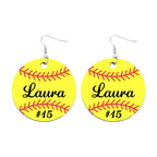 Personalized Baseball Softball Wooden Earrings Birthday Anniversary Gift for Sports Lover