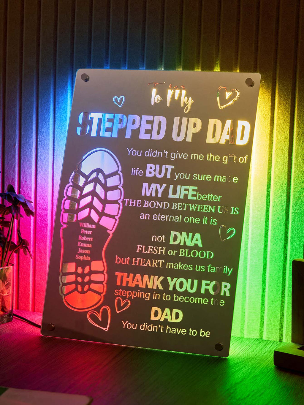 stepped up dad mirror light dad s footprint sign gift for father s day custom gift for dad personalized gift
