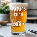 Personalized Beer Glass Drink Up Dad, We Won't Tell Mom Fist Beer Glass Gift for Dad Grandpa