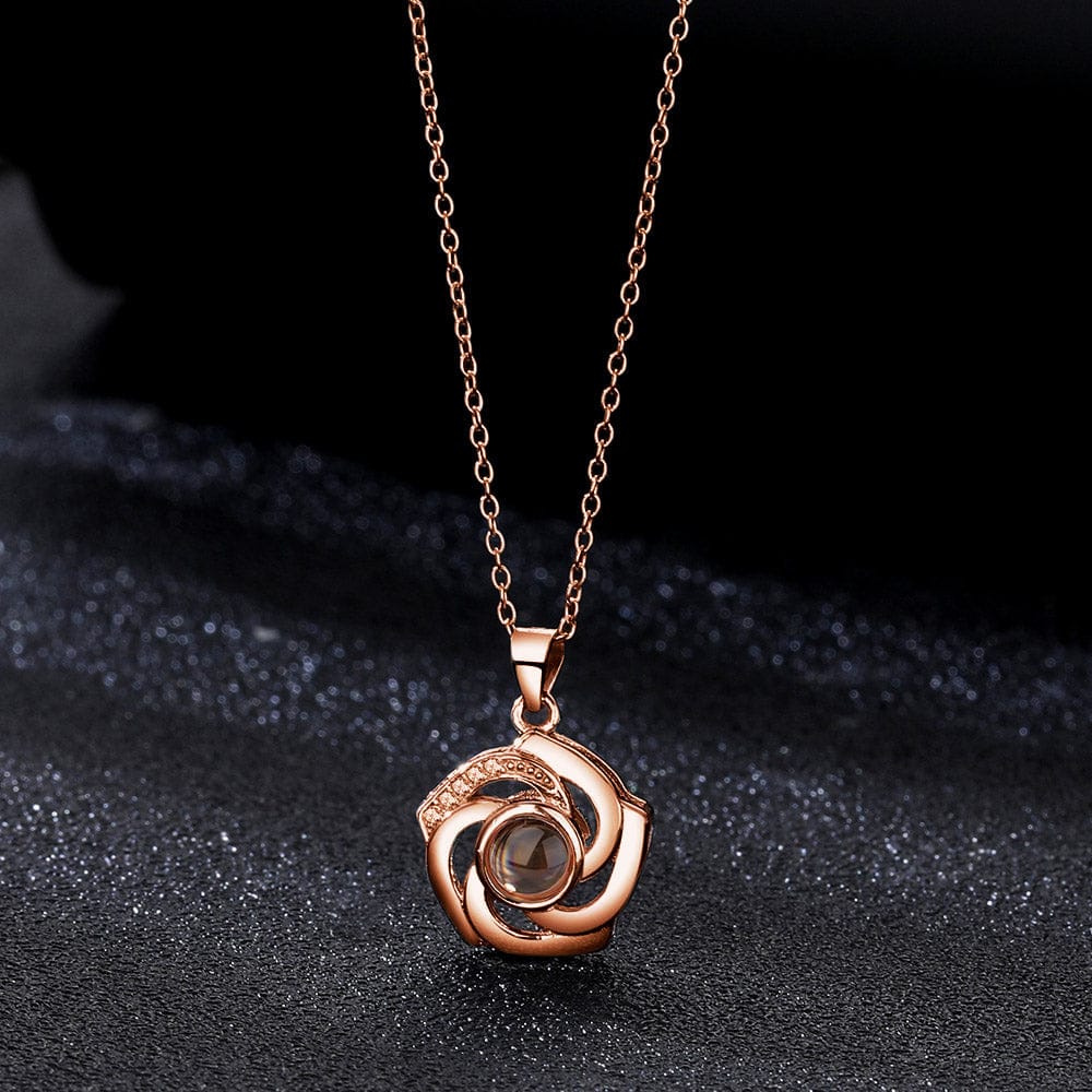 gifts for wife 925 Silver Necklace Personalized Flower Projection Photo Necklace detail 3