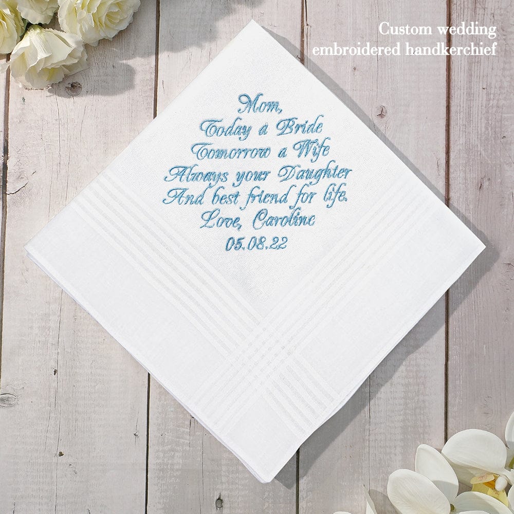personalized wedding handkerchief embroidered hankies gifts mother bride elevate display