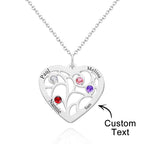 Custom Engraved Name Heart Pendant Necklace with Birthstone