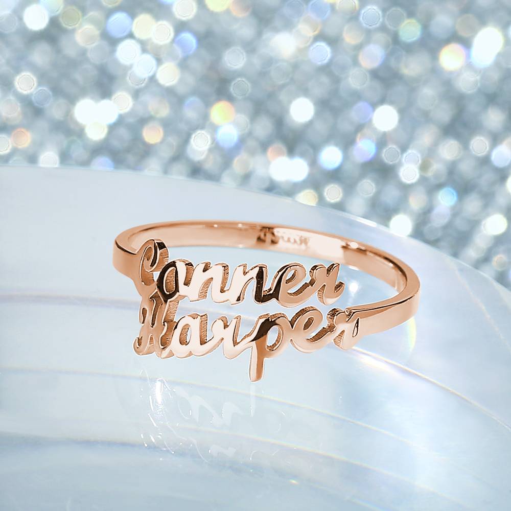 gifts for wife Heartfelt Surprise - Unique Memento - Double Names Ring - 925 Sterling Silver - gifts for wife - Anniversary v