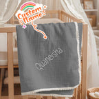 Personalized Baby Swaddle Blanket Custom Muslin Towel with Embroidered Name Gift for Baby