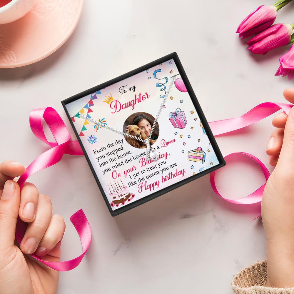 Custom Photo Message Card with Necklace Jewelry Birthday Gift for Daughter