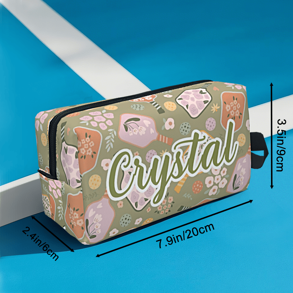Personalized Pickleball Ball Pouch with Name Retro Flower Pouch Gift for Sports Lover