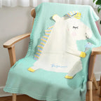 Personalized Knitted Blanket Unicorn Blanket with Embroidered Name Gift for Baby
