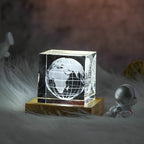 3D Moon Crystal Cube with LED Base