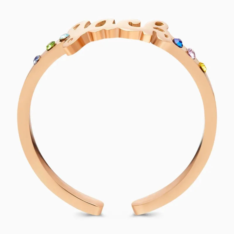 Custom Name Ring with Six Birthstones Anniversary Gift Valentine's Day Gift