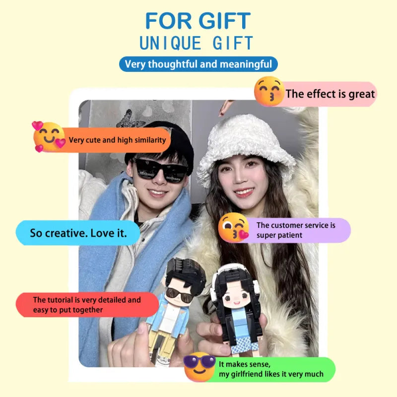 Full Body Customized 1 Person Duddu Brick Figures Birthday Gift for Him