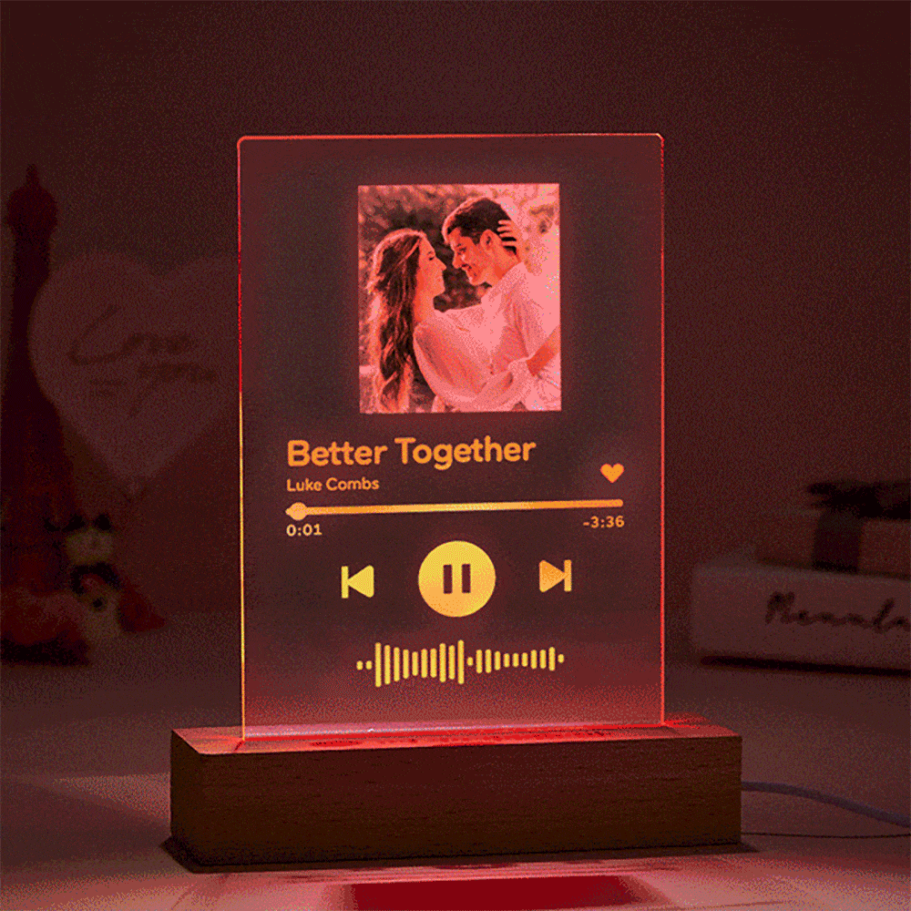 Music Code Art Glass Album Cover Custom Music Plaque Anniversary Gift For Lover