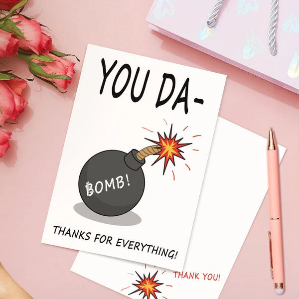 Funny Thank You Card You Da Bomb Pun Thank You For Everything Gift Card