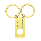 Custom Engraved Text Stainless Steel Couples Keychains