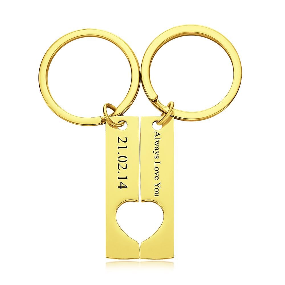 Custom Engraved Text Stainless Steel Couples Keychains