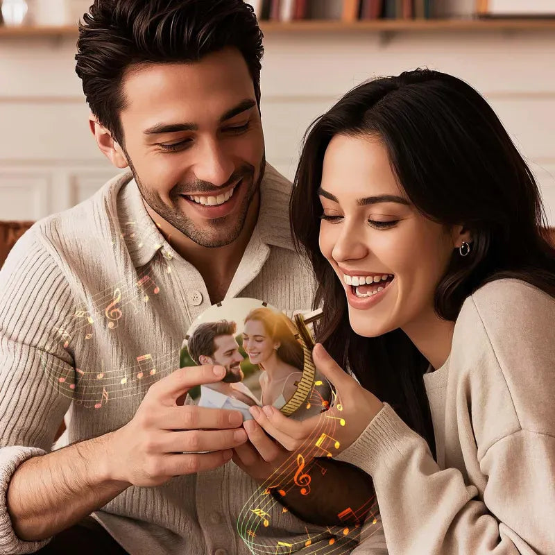 Custom Photo Cylindrical Hand Crank Music Box Can Play Music Without Phone