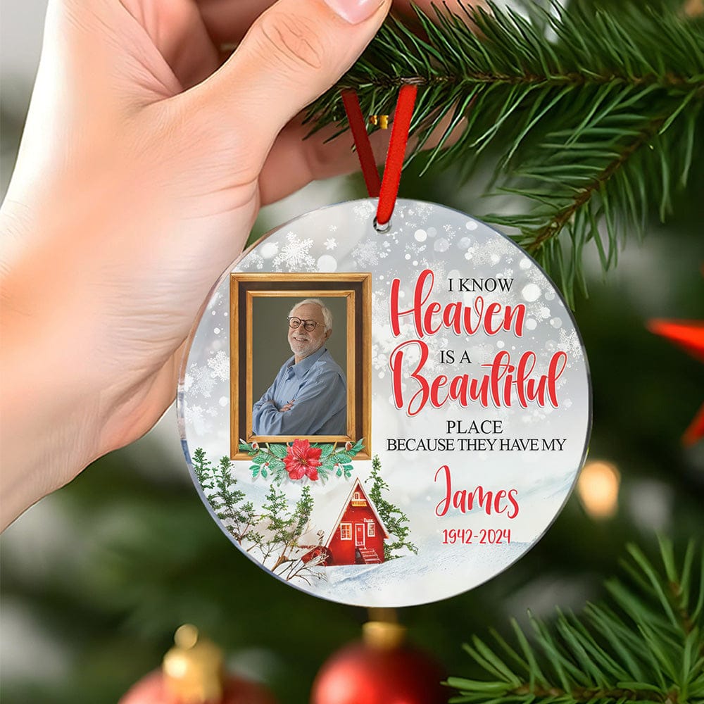 personalized photo with name ornament acrylic memorial design
