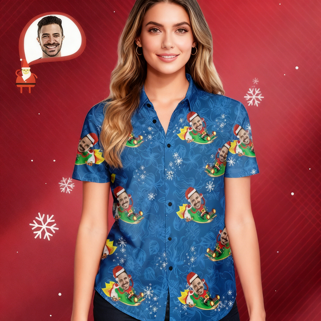 Men's Custom Face Hawaiian Shirt Funny Santa Claus Hawaiian Shirt Christmas Gift