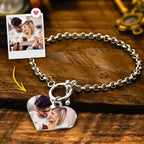 Personalized Photo Bracelet with Heart Pendant for Women