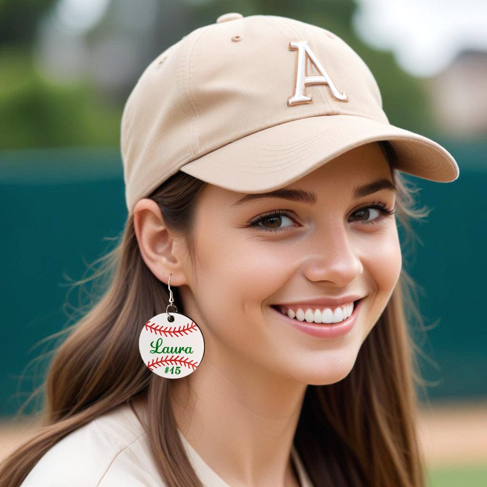 Personalized Baseball Softball Wooden Earrings Birthday Anniversary Gift for Sports Lover