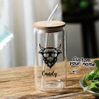 Personalized Highland Cow Tumbler with Name Clear Can Glass Gift for Highland Cow Lovers