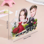 custom bobble head bring joy desk figurine wedding couple face propose shaking side view