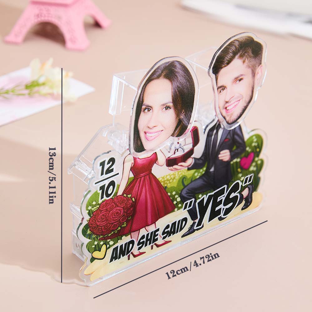 custom bobble head bring joy desk figurine wedding couple face propose shaking side view