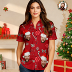Custom Face Hawaiian Shirt Personalized Photo Christmas Shirts With Candy Canes For Men