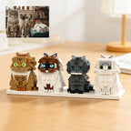 Custom Full-Body Cute Brick Figures of 4 Cats Personalized Anniversary Gift Birthday Gift Christmas Gift for Pet Lover
