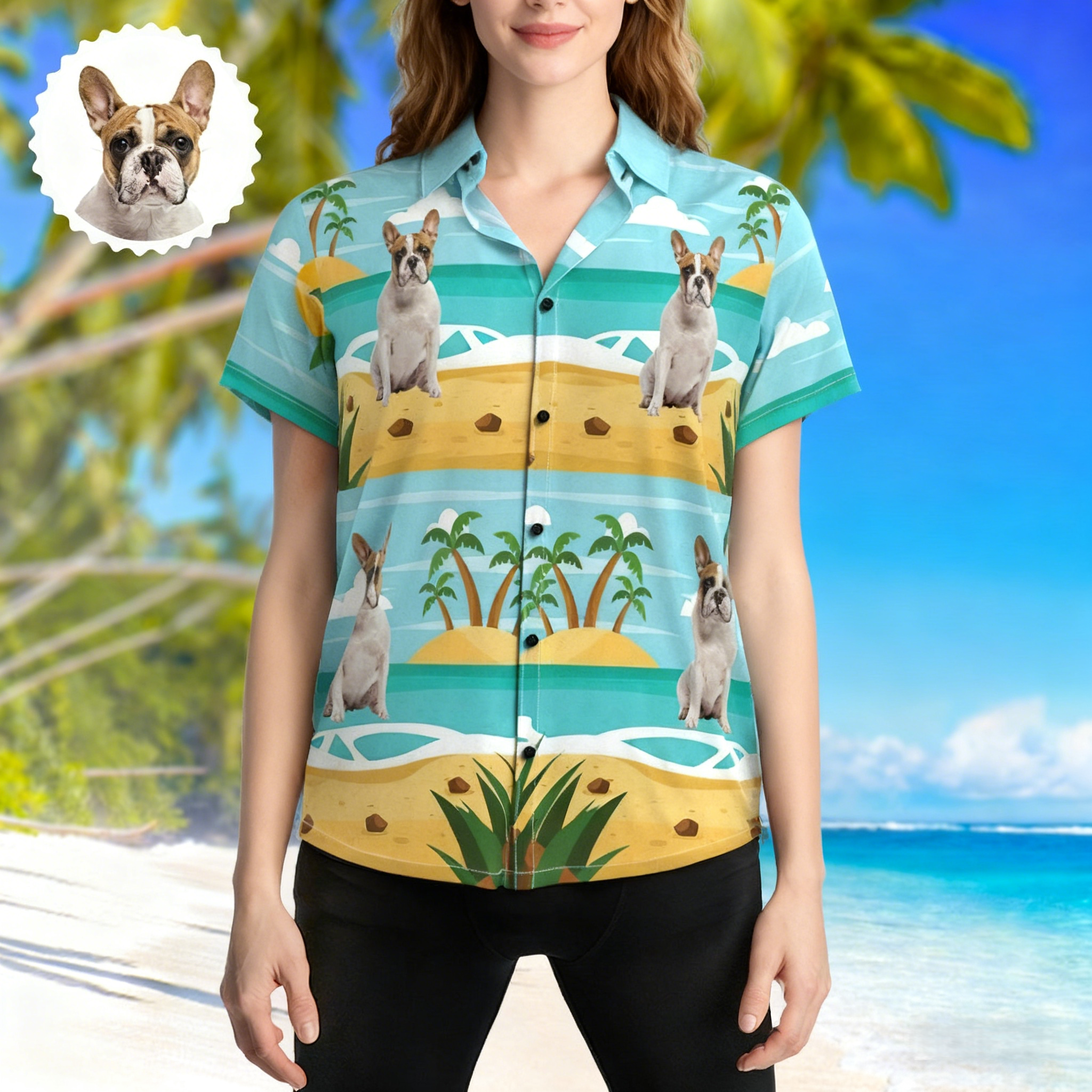 Personalized Photo Print Hawaiian Shirts Summer Beach Button Shirt