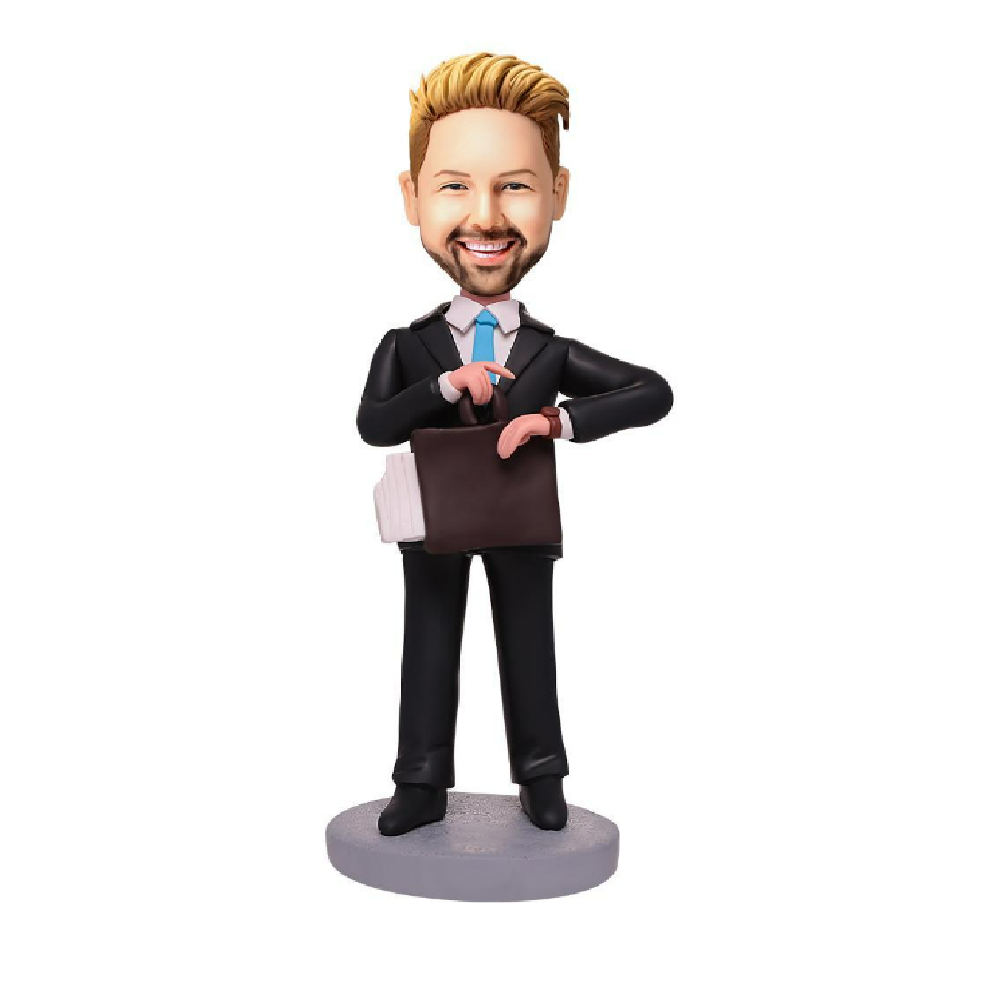 custom bobble head capture moment miniature handcrafted desk display business man business front view