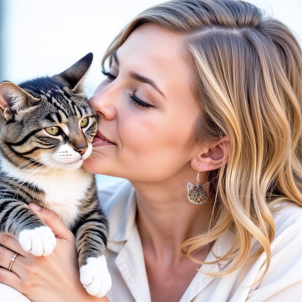 Personalized Dog Cat Portrait Earring Jewelry Birthday Gift for Pet Lovers