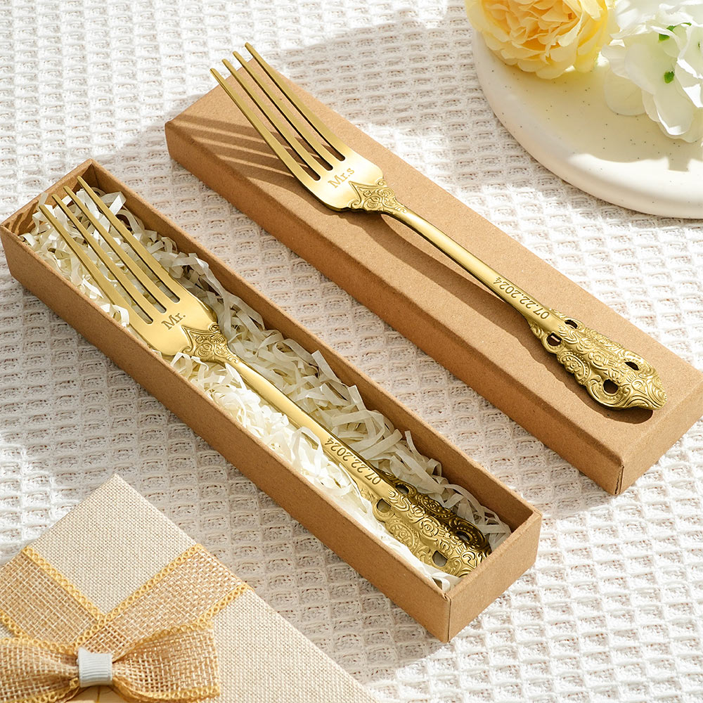 personalized stainless steel engraved fork set keepsake as a new home gift