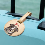 Luggage Tag Personalized Pet Portrait with Name Round Travel ID
