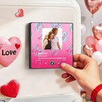 FridgeBeats Framed 4.0 Personalized Blue Love Heart Pattern Music Fridge Magnet Valentines Gift Music Wall Photo Sticker Music Movement