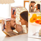 Custom Photo Cube Infinity Folding Multiphoto Cube with Wooden Base Father's Day Gifts