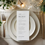 Personalized Minimalist Wedding Menu Card Wedding Dinner Menu