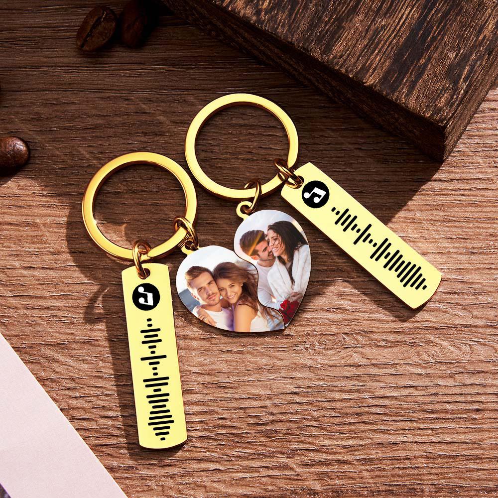 Custom Music Code Keychain Custom Name in Heart Shape Keychain for Her