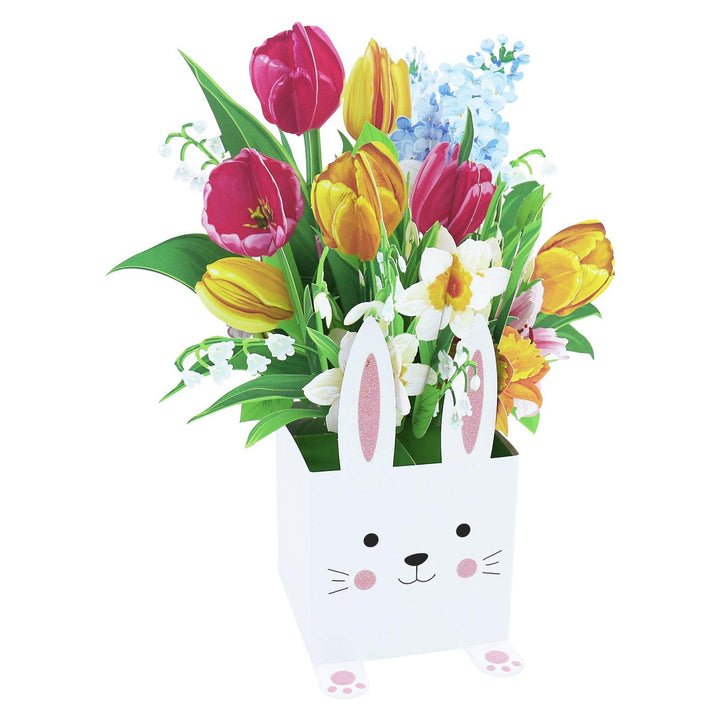 3D Pop Up Card with Bunny & Tulip Bouquet Box Card for Easter - DiyGiftly
