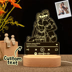 Custom Portrait Night Light Music Line Art Photo Lamp Gift for Lover