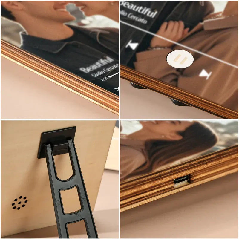 Custom Music Photo Frame That Plays Music Without Cell Phone Wooden Music Record Player Wedding Anniversary Gifts