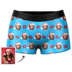 Customized Face Boxers Christmas Hat Printed Underwear with Picture