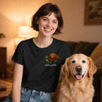 Custom Embroidered-Style Pet T-shirt – Personalized T-shirt with Pet Name & Wreath