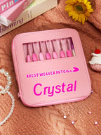 Custom Name Crochet Kit PU Leather Tool Bag - Personalized Organizer