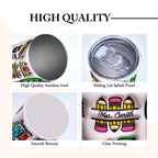 Personalized 3D Inflated Effect Apple Pencil Rainbow Design 20oz Skinny Tumbler Lid and Straw Back to School Gift for Teacher