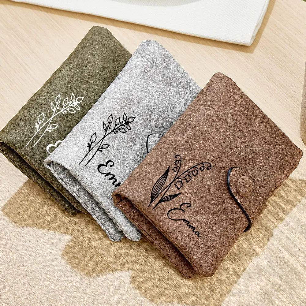 gifts for wife Forever Together - Unique Memento - Name Birth Flower Wallet Card Holder Birthday Gift for her - gifts for wif