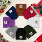 Rose Red Knit Beanie for Everyday Wear Warm Embroidered Look